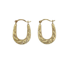 Load image into Gallery viewer, 9ct Gold Patterned Oval Creole Earrings
