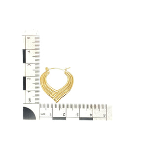 9ct Gold Patterned Heart Shaped Creole Earrings