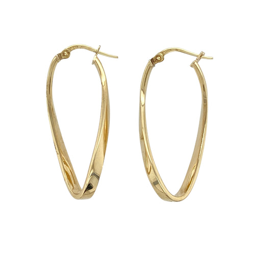 9ct Gold Twisted Oval Plain Creole Earrings