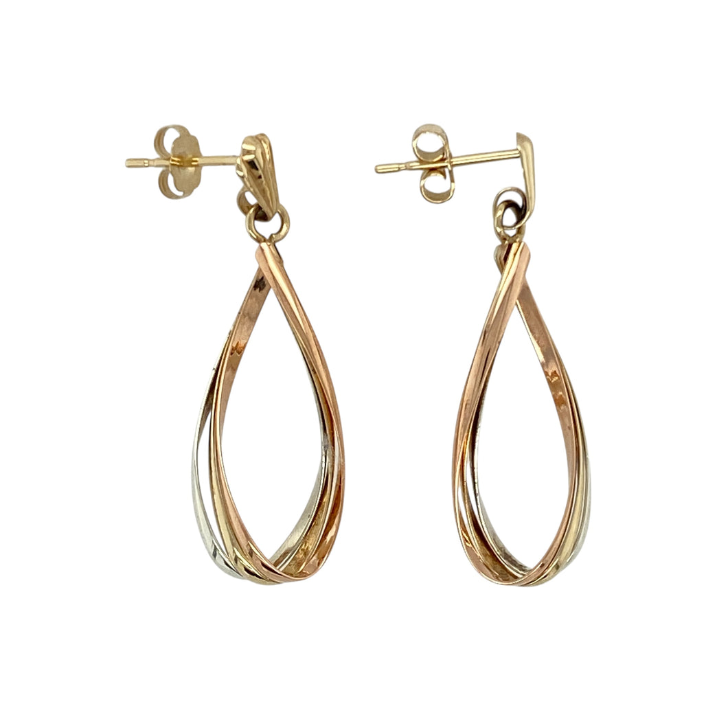 9ct Gold Twist Drop Earrings