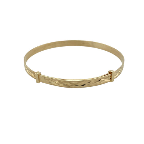 9ct Gold Diamond Cut Patterned Baby Bangle