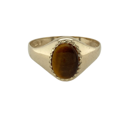 9ct Gold & Tiger's Eye Oval Signet Ring