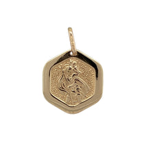 Load image into Gallery viewer, 9ct Gold Hexagon Shaped St Christopher Pendant
