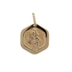 9ct Gold Hexagon Shaped St Christopher Pendant
