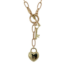 Load image into Gallery viewer, 9ct Gold 18&quot; Heart Padlock Open Link Curb Chain
