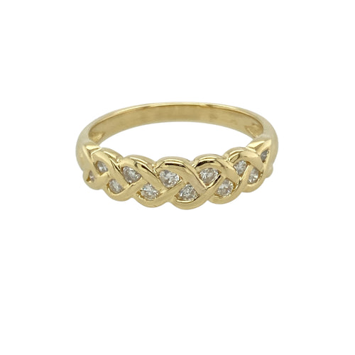 18ct Gold & Diamond Set Weave Band Ring