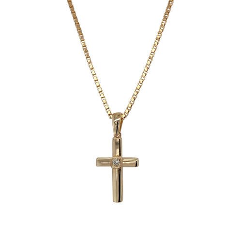 9ct Gold & Diamond Set Cross 16
