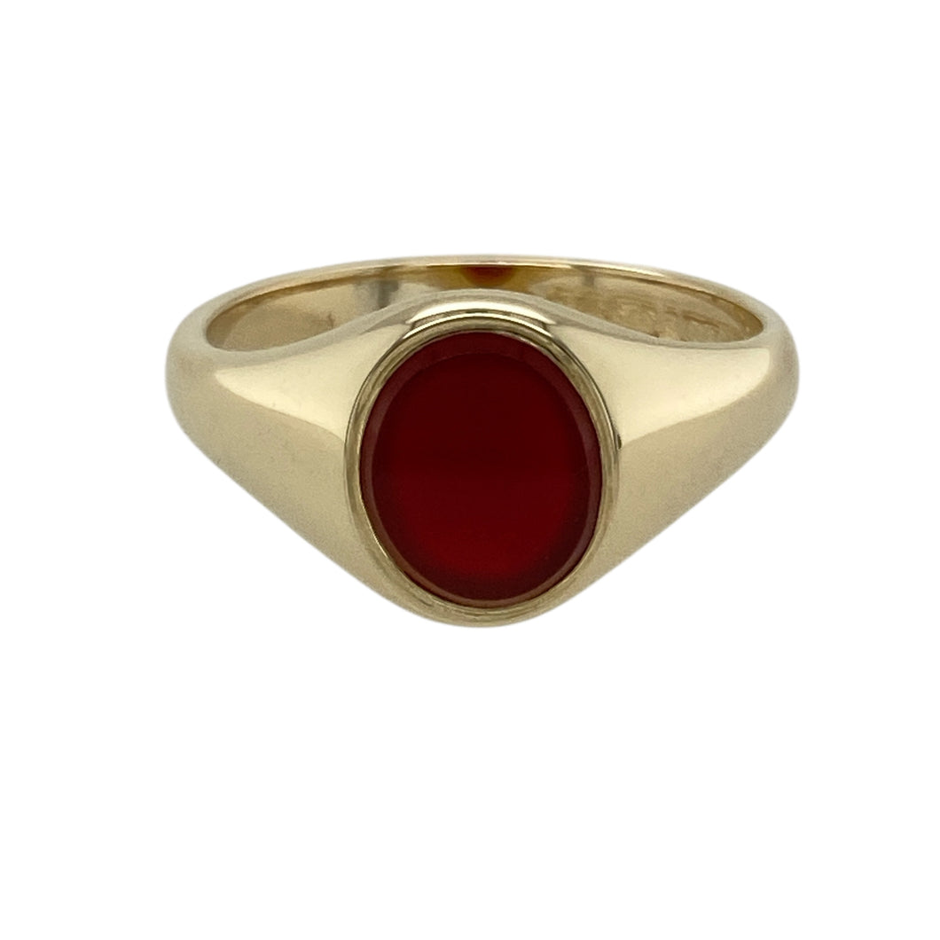 9ct Gold & Carnelian Oval Signet Ring