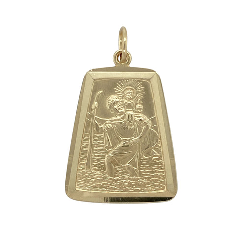 9ct Gold Large Oblong St Christopher Pendant