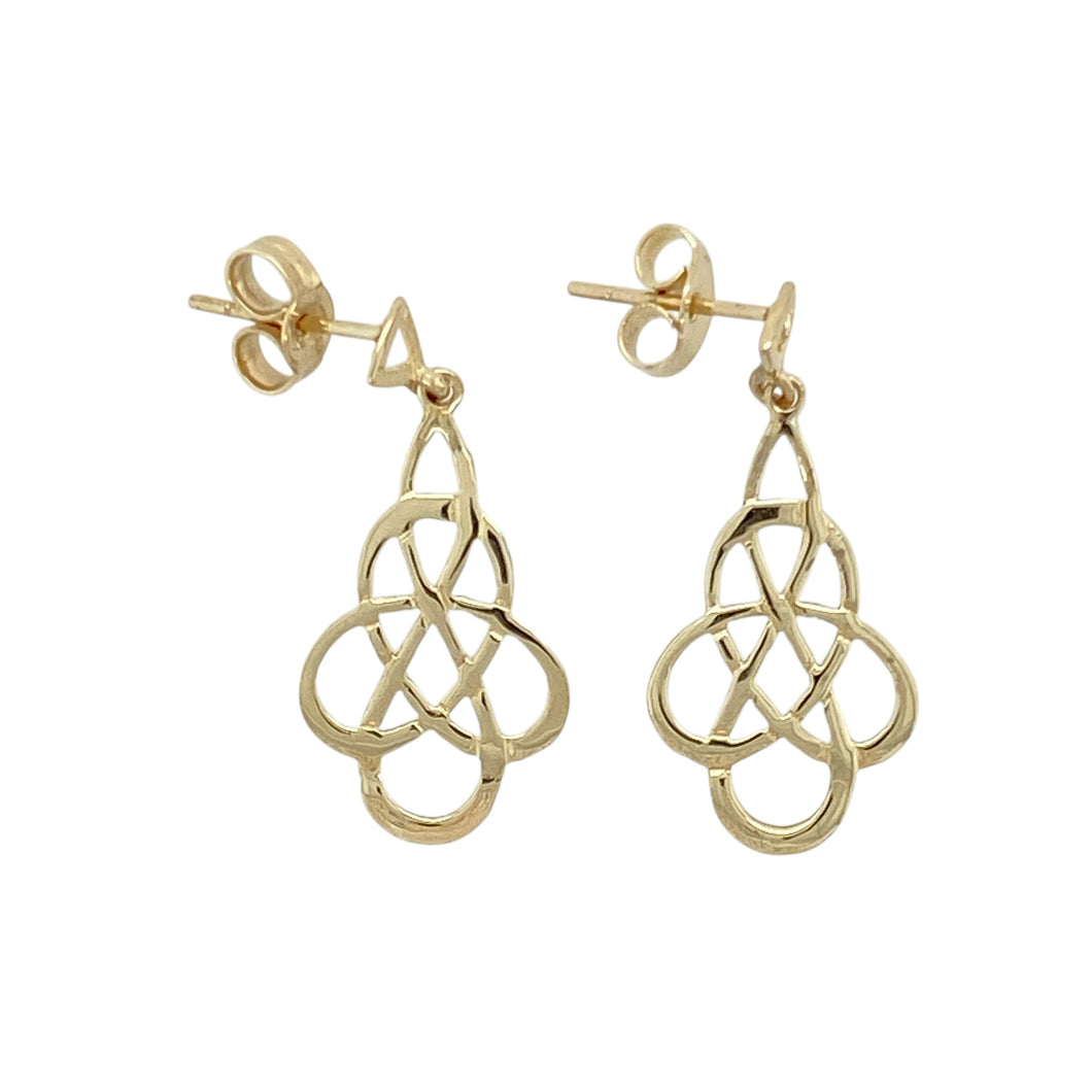 9ct Gold Celtic Knot Drop Earrings