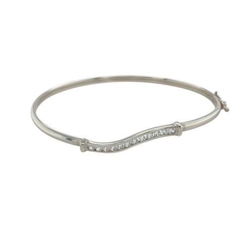 9ct White Gold & Cubic Zirconia Set Bangle