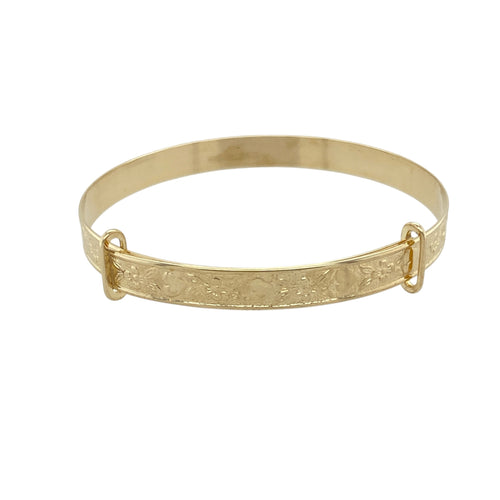 9ct Gold Heart Patterned Expanding Baby Bangle