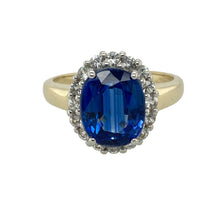 Load image into Gallery viewer, 9ct Gold Blue Stone &amp; Cubic Zirconia Set Cluster Ring
