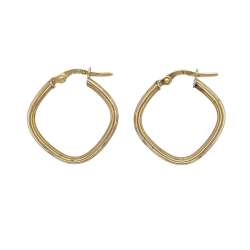 9ct Gold Striped Pattern Square Creole Earrings