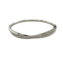Load image into Gallery viewer, 9ct White Gold &amp; Cubic Zirconia Set Crossover Bangle
