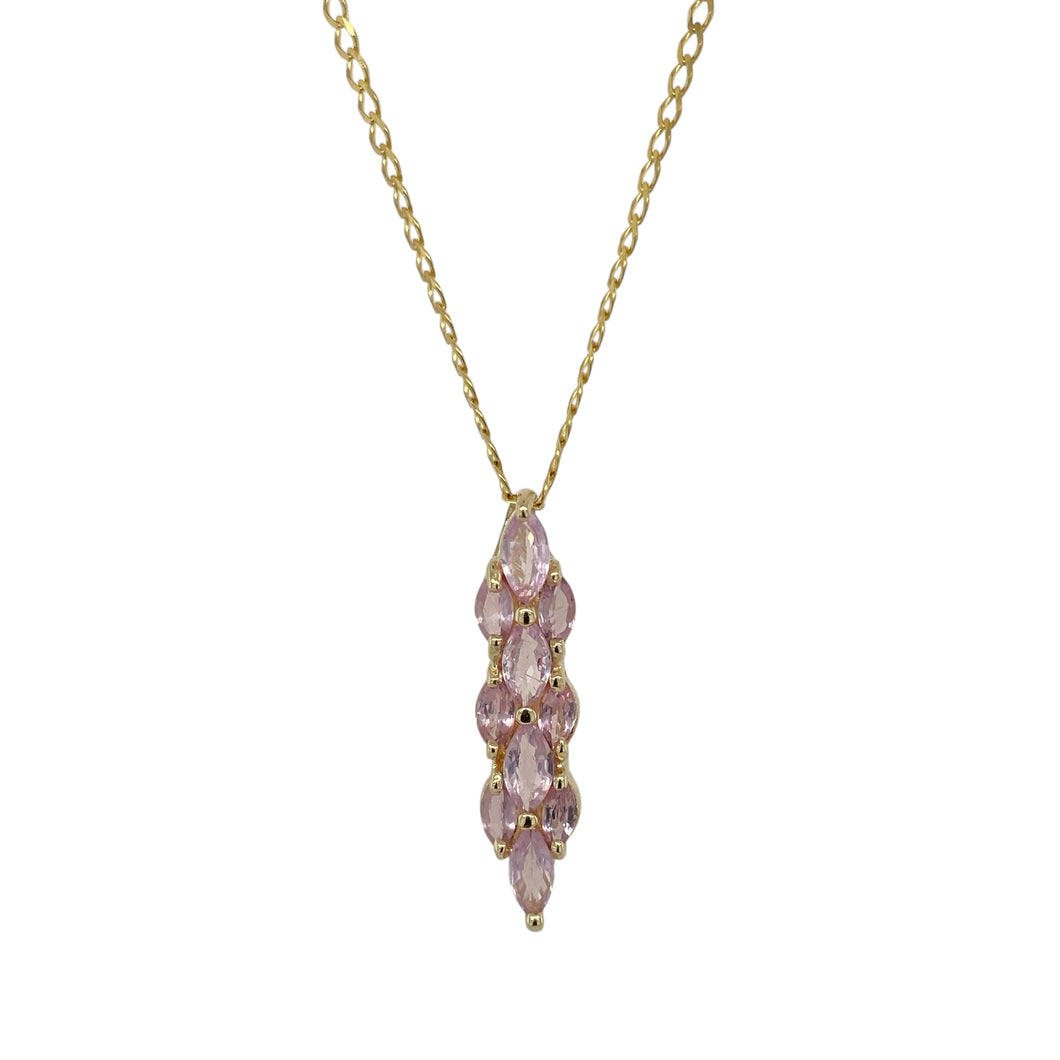 9ct Gold & Pink Stone Set 16