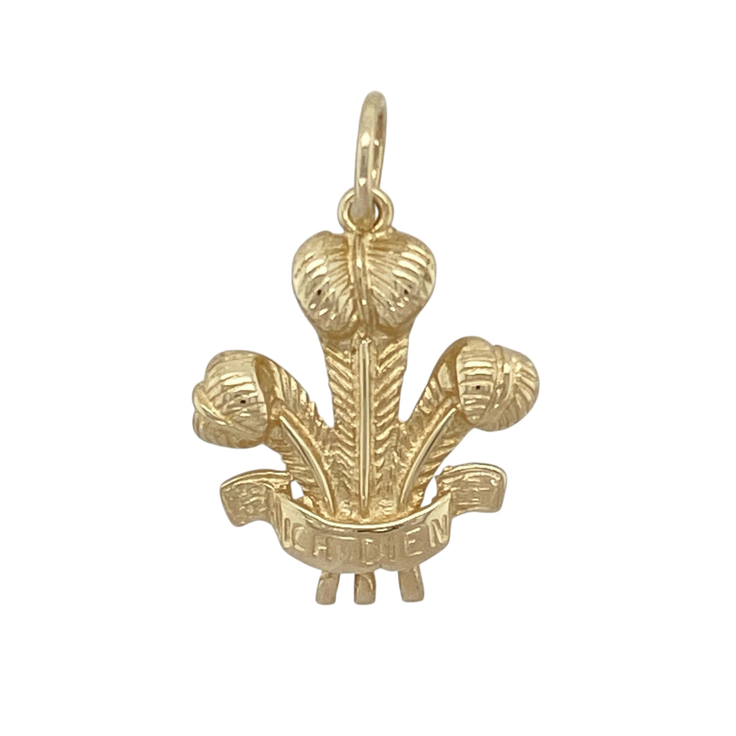 9ct Gold Welsh Three Feathers Pendant