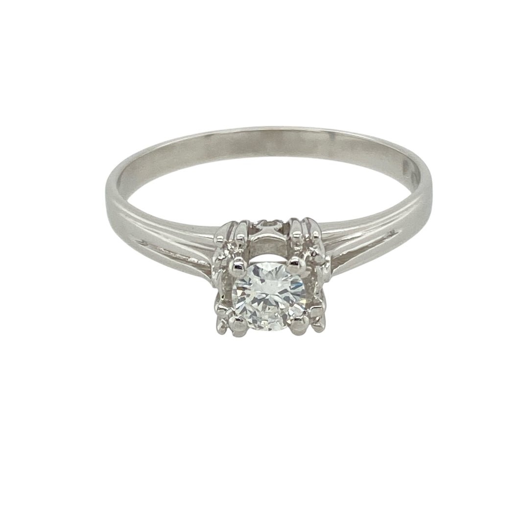 18ct White Gold & Diamond Set Solitaire Ring