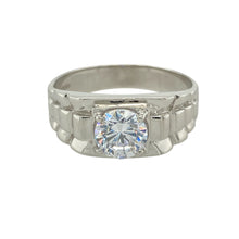 Load image into Gallery viewer, 9ct White Gold &amp; Cubic Zirconia Set Watch Strap Style Ring
