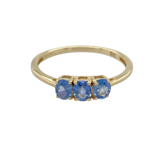 9ct Gold & Tanzanite Set Trilogy Ring