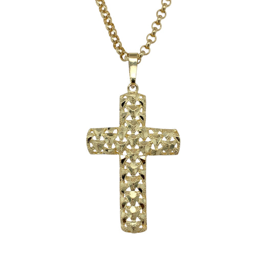 9ct Gold Open Textured Cross 20