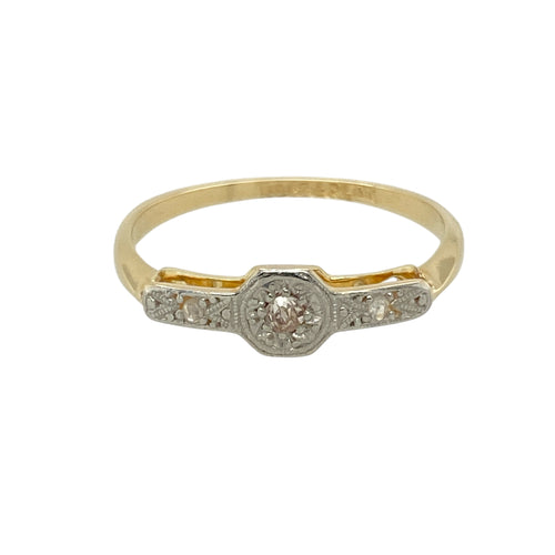 18ct Gold & Platinum Diamond Set Art Deco Style Ring