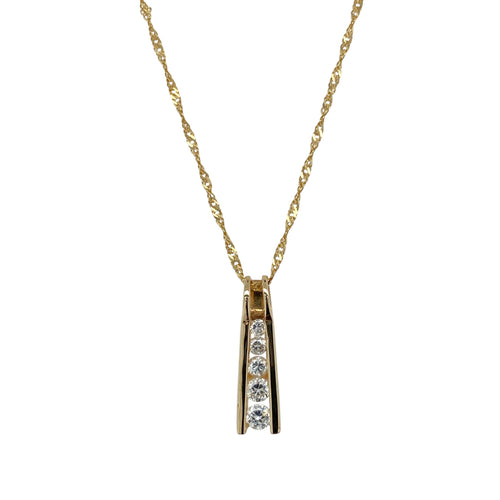 9ct Gold & Cubic Zirconia Set Bar 18