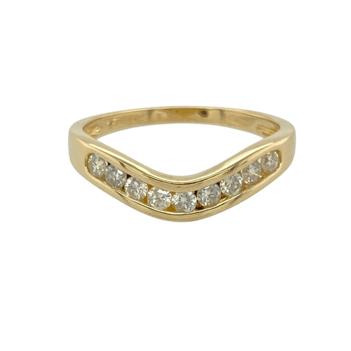 18ct Gold & Diamond Set Wishbone Style Ring