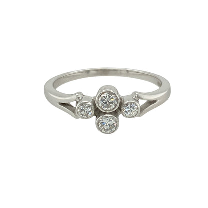 18ct White Gold & Diamond Rubover Set Ring