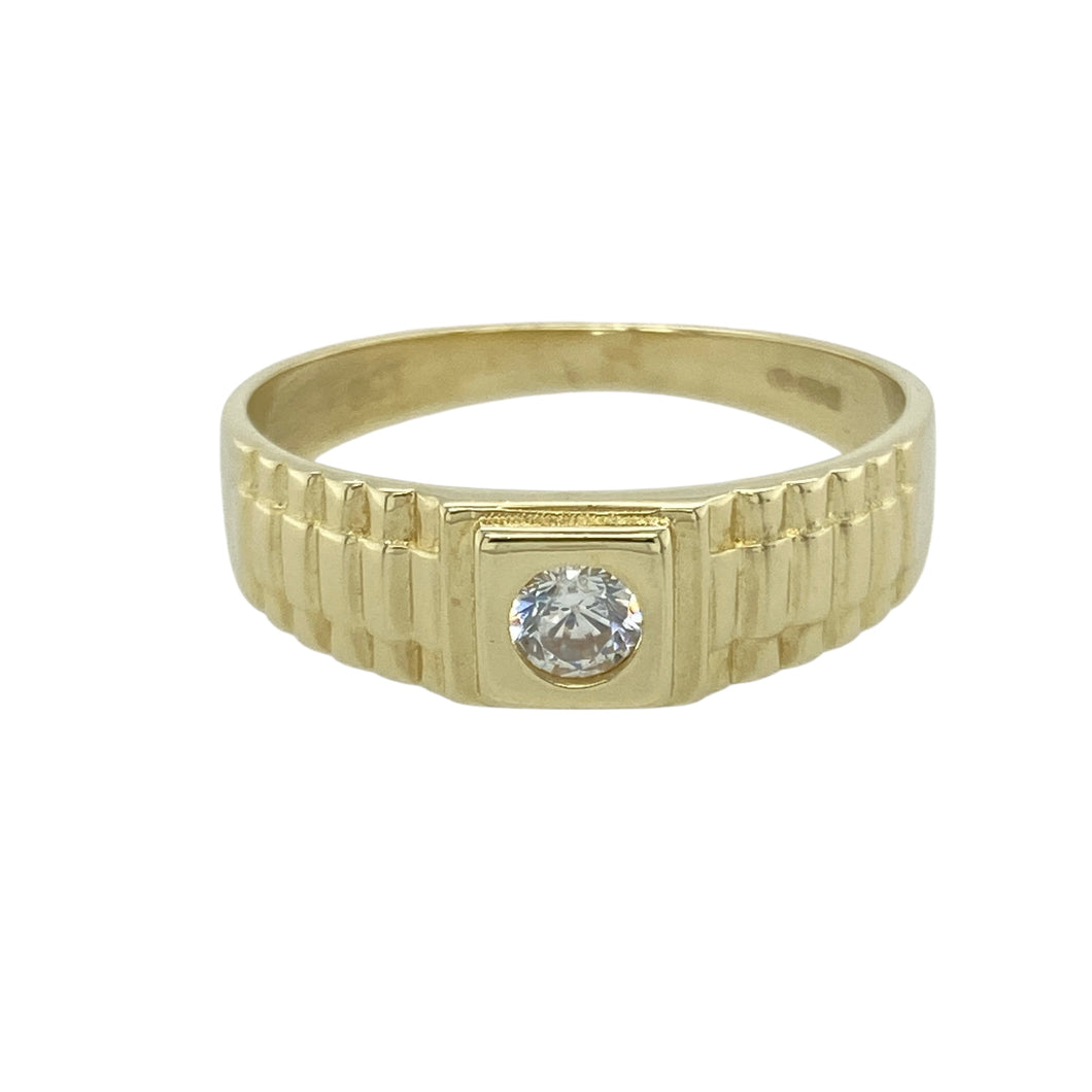 9ct Gold & Cubic Zirconia Set Watch Strap Ring