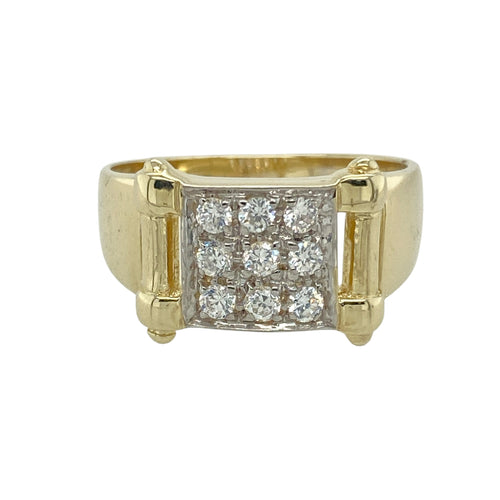 9ct Gold & Cubic Zirconia Set Square Signet Ring