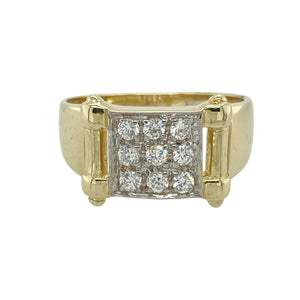 9ct Gold & Cubic Zirconia Set Square Signet Ring