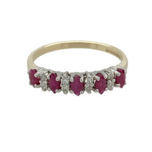 9ct Gold Diamond & Ruby Set Band Ring