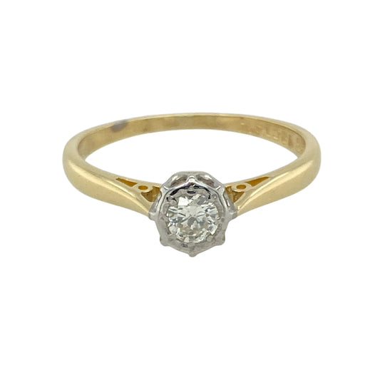 18ct Gold & Platinum Diamond Set Solitaire Ring