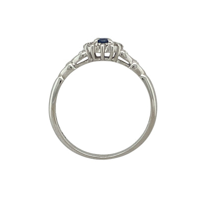 9ct White Gold Diamond & Sapphire Set Cluster Ring