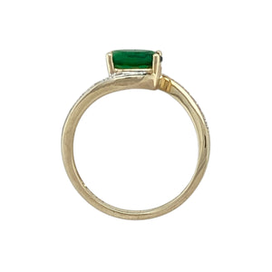 9ct Gold Diamond & Green Stone Set Twist Ring