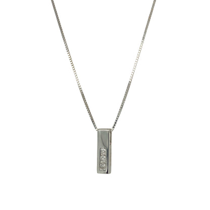 9ct White Gold & Diamond Set Bar 16" Necklace
