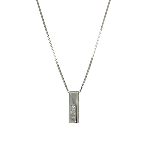 9ct White Gold & Diamond Set Bar 16