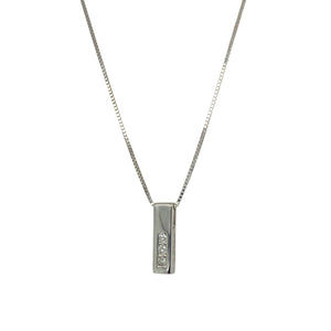 9ct White Gold & Diamond Set Bar 16" Necklace