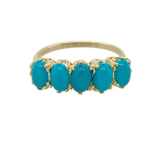 Load image into Gallery viewer, 9ct Gold &amp; Turquoise Set Vintage Style Band Ring
