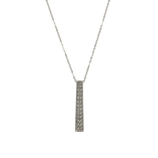 9ct White Gold & Diamond Set Bar 16" Necklace