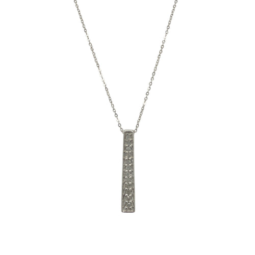 9ct White Gold & Diamond Set Bar 16