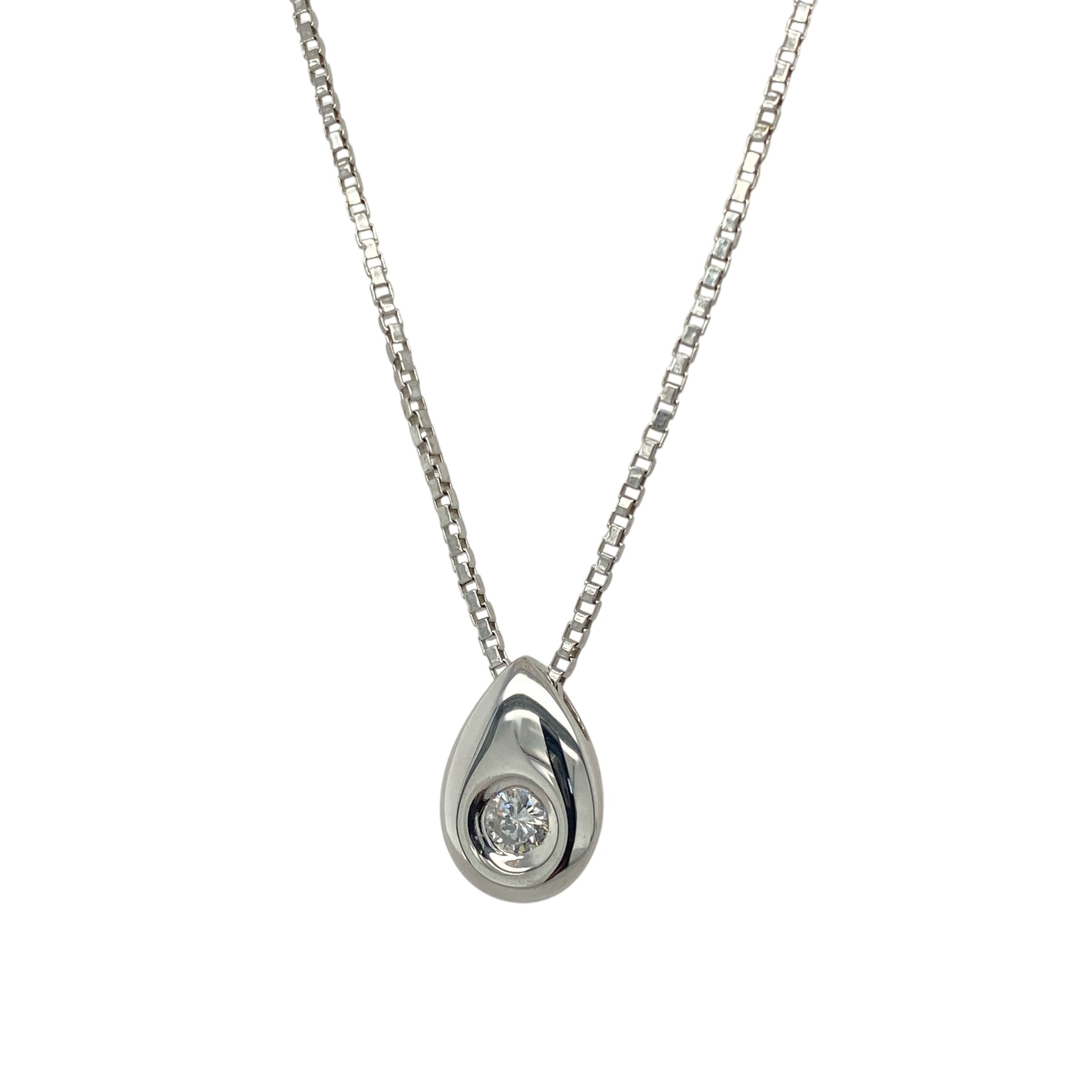 9ct White Gold & Diamond Teardrop 18" Necklace