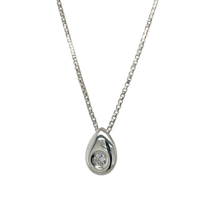 9ct White Gold & Diamond Teardrop 18" Necklace