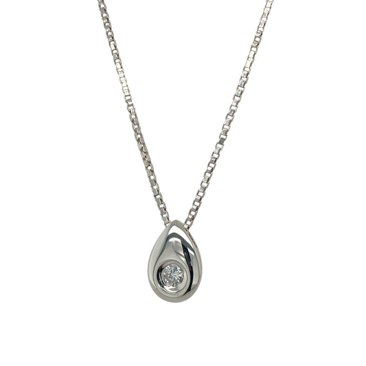 9ct White Gold & Diamond Teardrop 18" Necklace