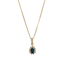 Load image into Gallery viewer, 18ct Gold Diamond &amp; Sapphire Set Teardrop Cluster 18&quot; Necklace
