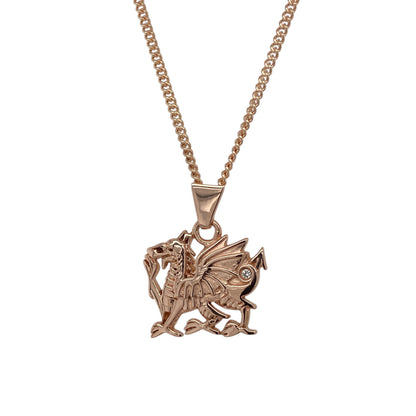 9ct Gold & Diamond Set Clogau Welsh Dragon 18" Necklace