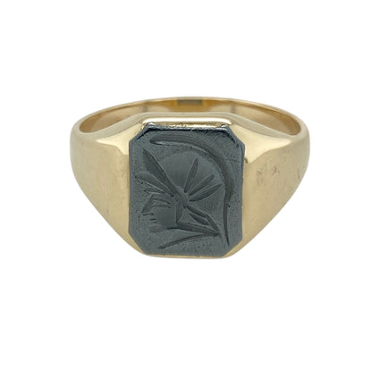 9ct Gold & Hematite Centurion Head Signet Ring