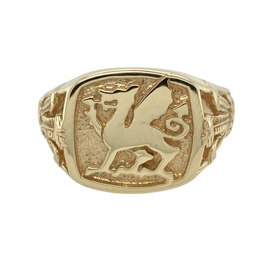 9ct Gold Welsh Dragon Signet Ring