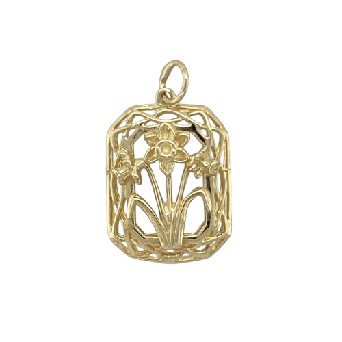 9ct Gold Welsh Daffodil Celtic Frame Pendant